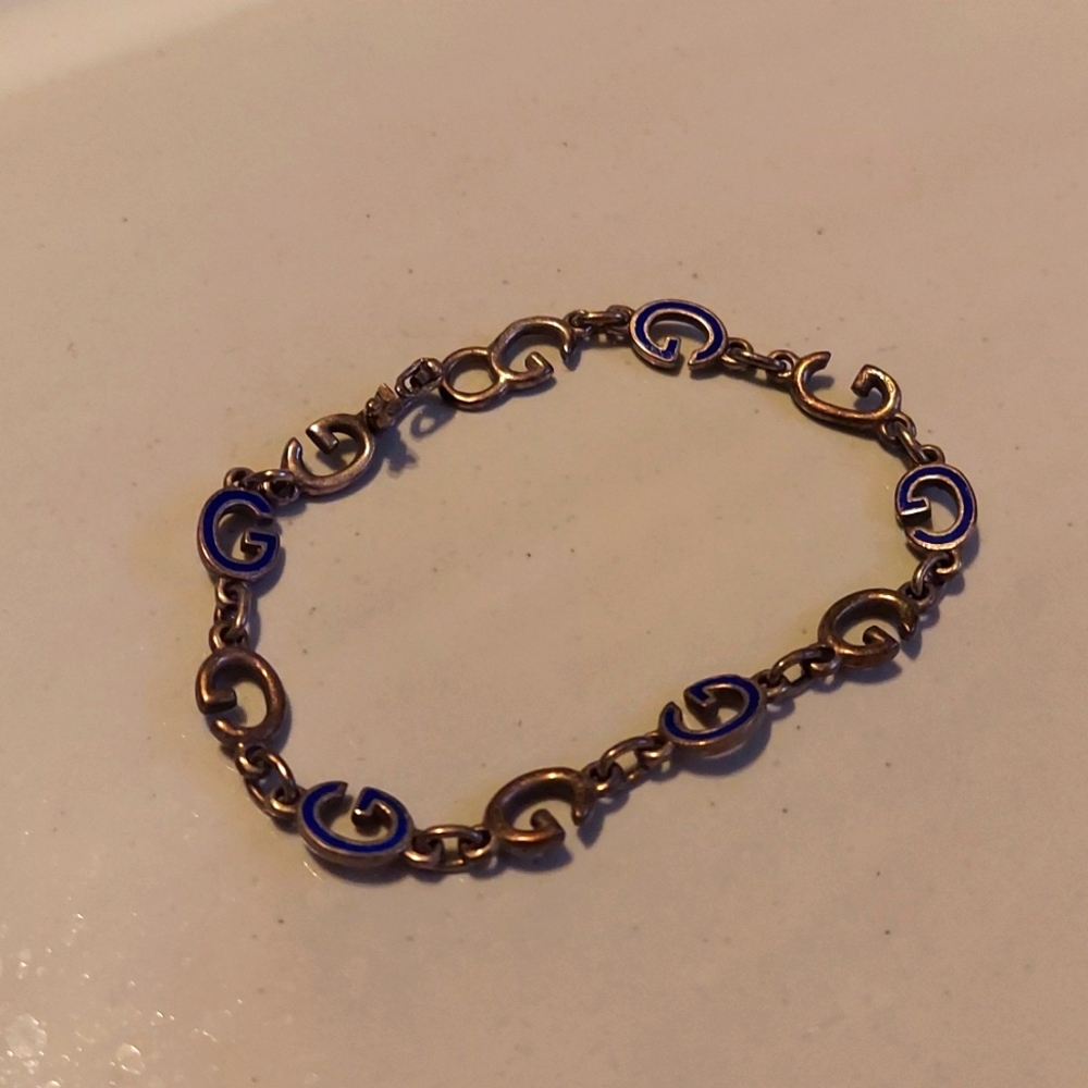 Awesome Vintage Gucci bracelet, late 70's blue enamel, super rare!